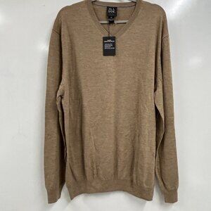 0419 NWT Jos A Bank Traveler Merino Wool V Neck Sweater 3XLT Big Tall Camel